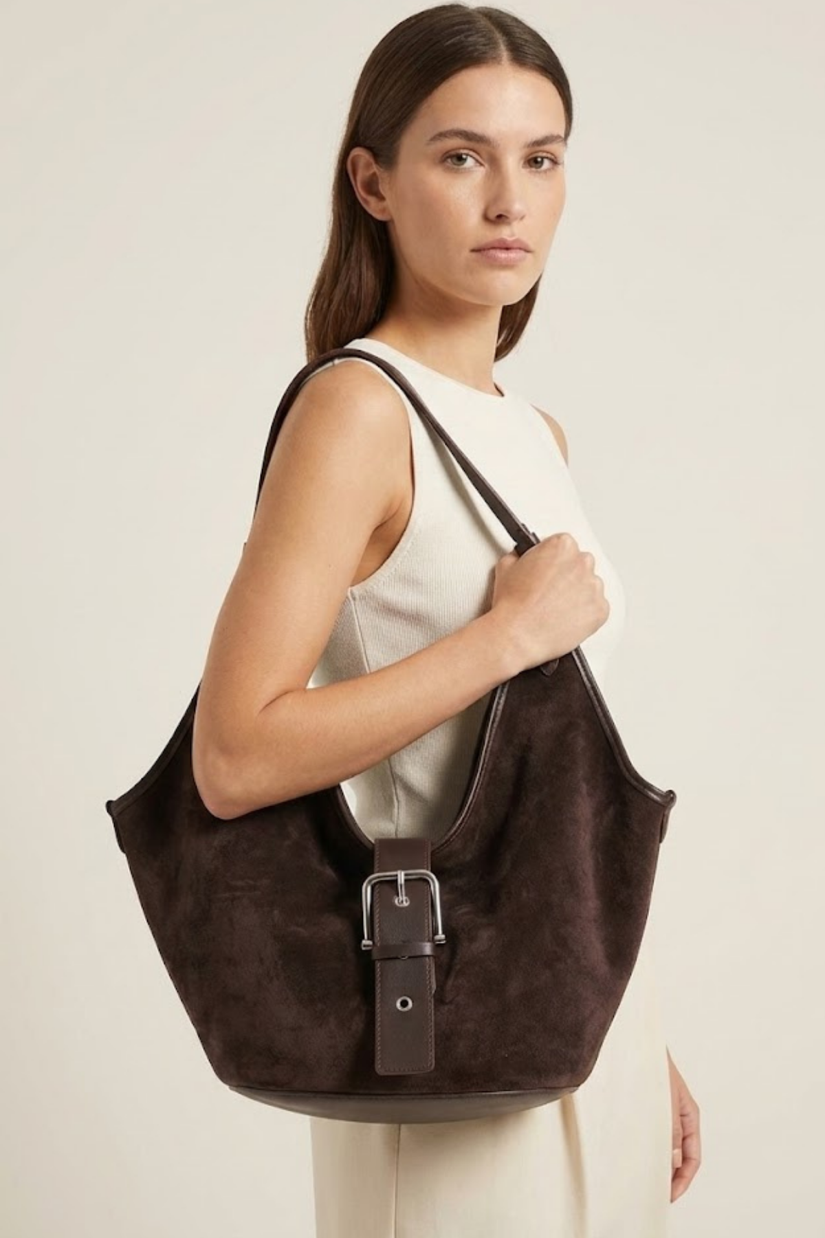 ZAHERA Kadın Hakiki Süet Deri Omuz Çantası