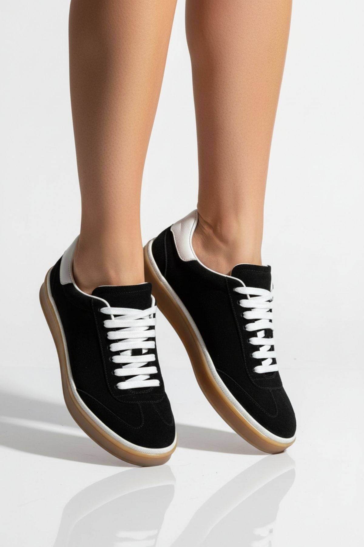 Vulca Kadın Hakiki Süet Deri Siyah Spor Ayakkabı
