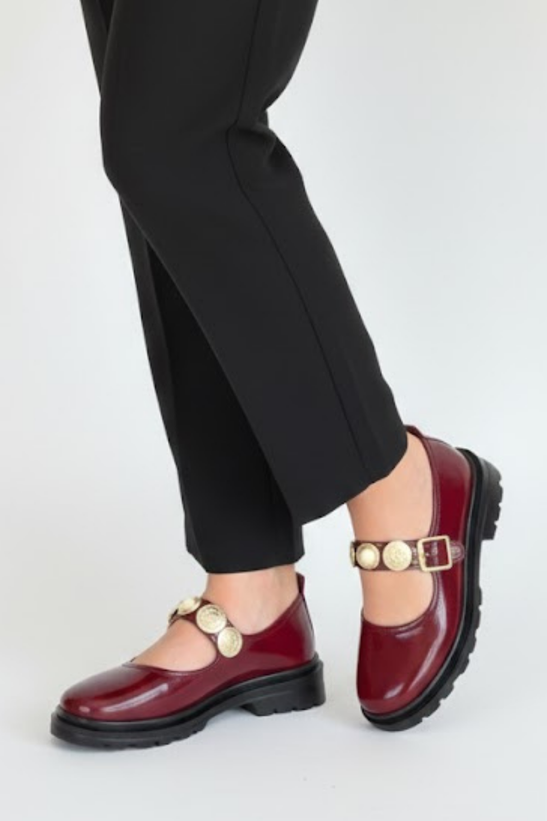 Okira Kadın Bordo Rugan Tokalı Oxford Ayakkabı