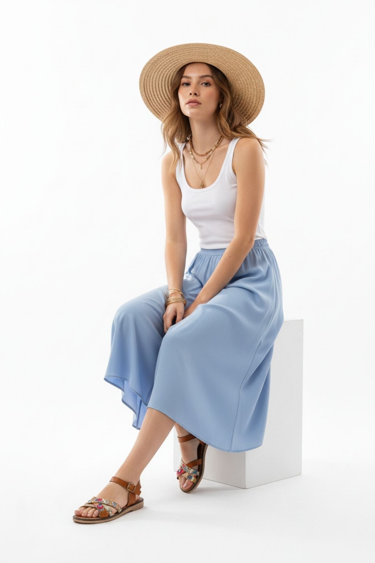 Camerus Taba Garni Hakiki Deri Kadın Sandalet