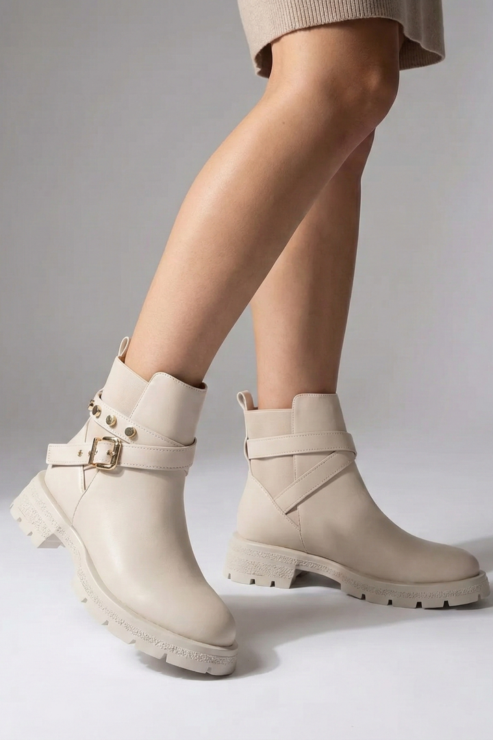 Layza Kadın Kalın Tabanlı Bej Bot