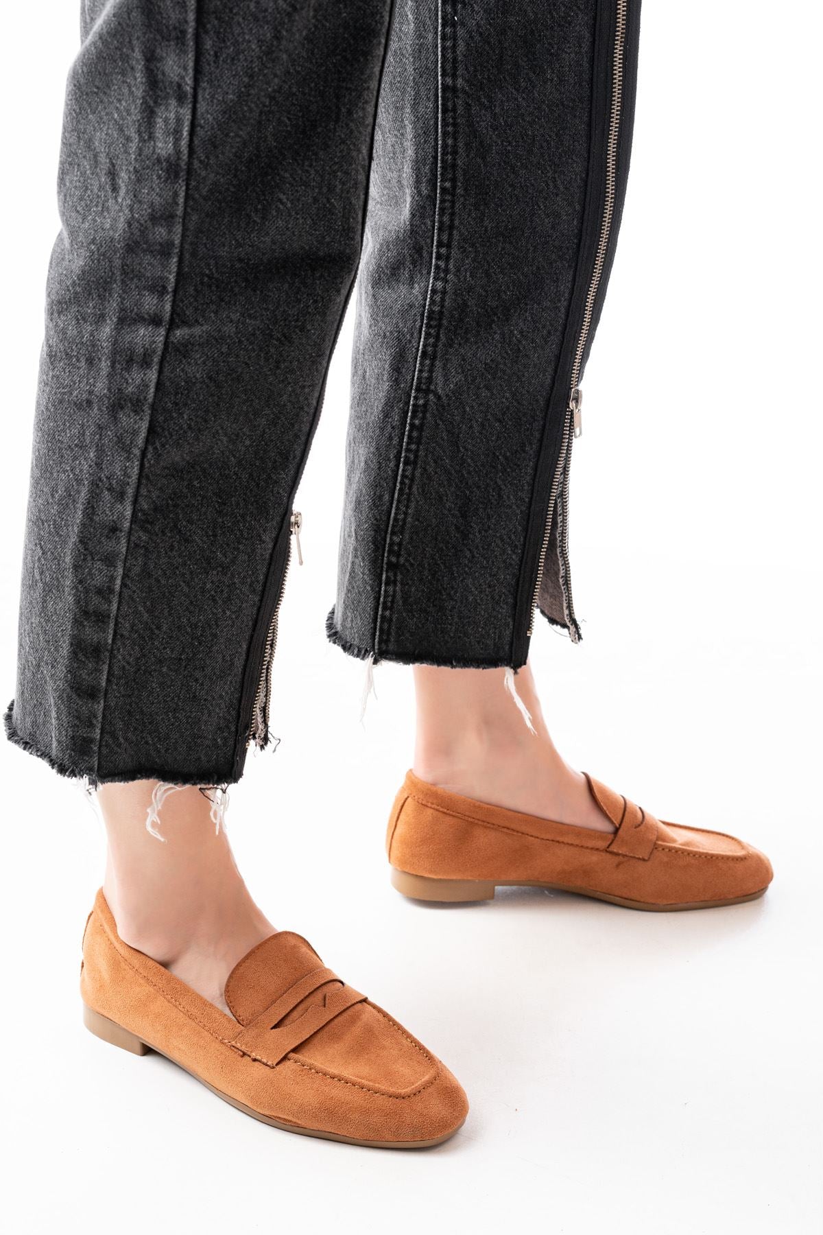 Enfory Taba Süet Günlük Kadın Babet