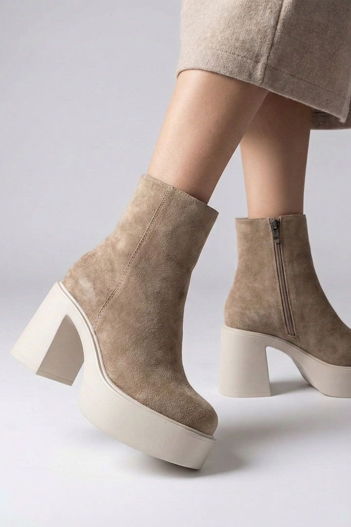 Feray Kadın Süet Vizon Topuklu Bot