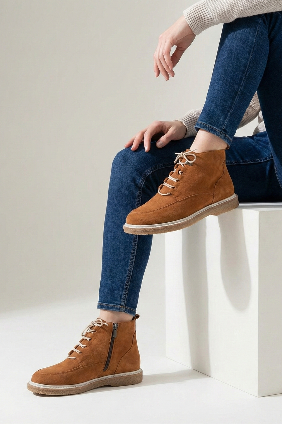 Destini Kadın Hakiki Süet Deri Taba Bot