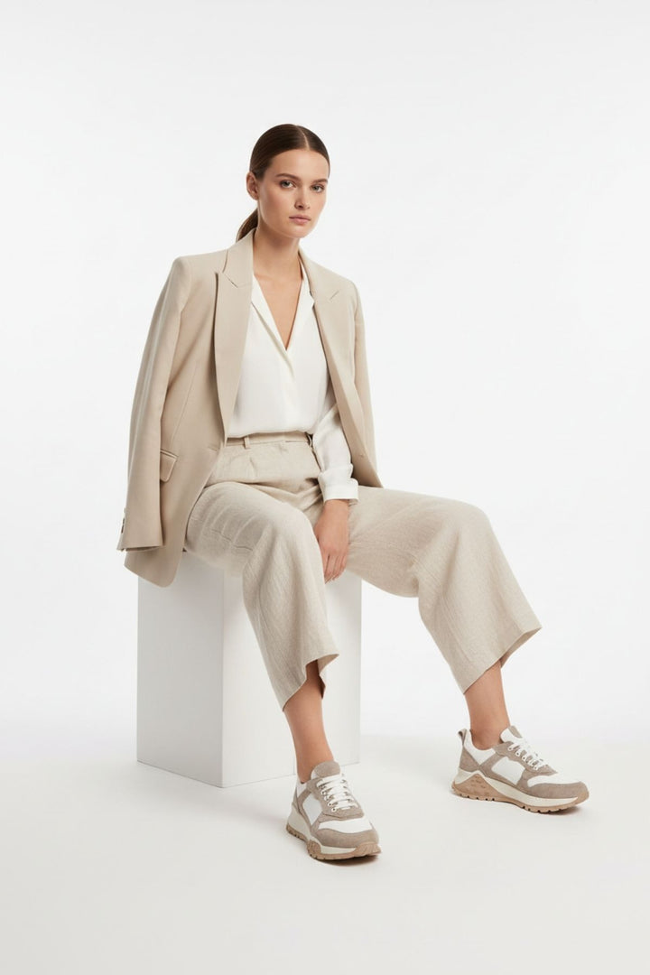 Salfas Kadın Hakiki Deri Bej Spor Ayakkabı