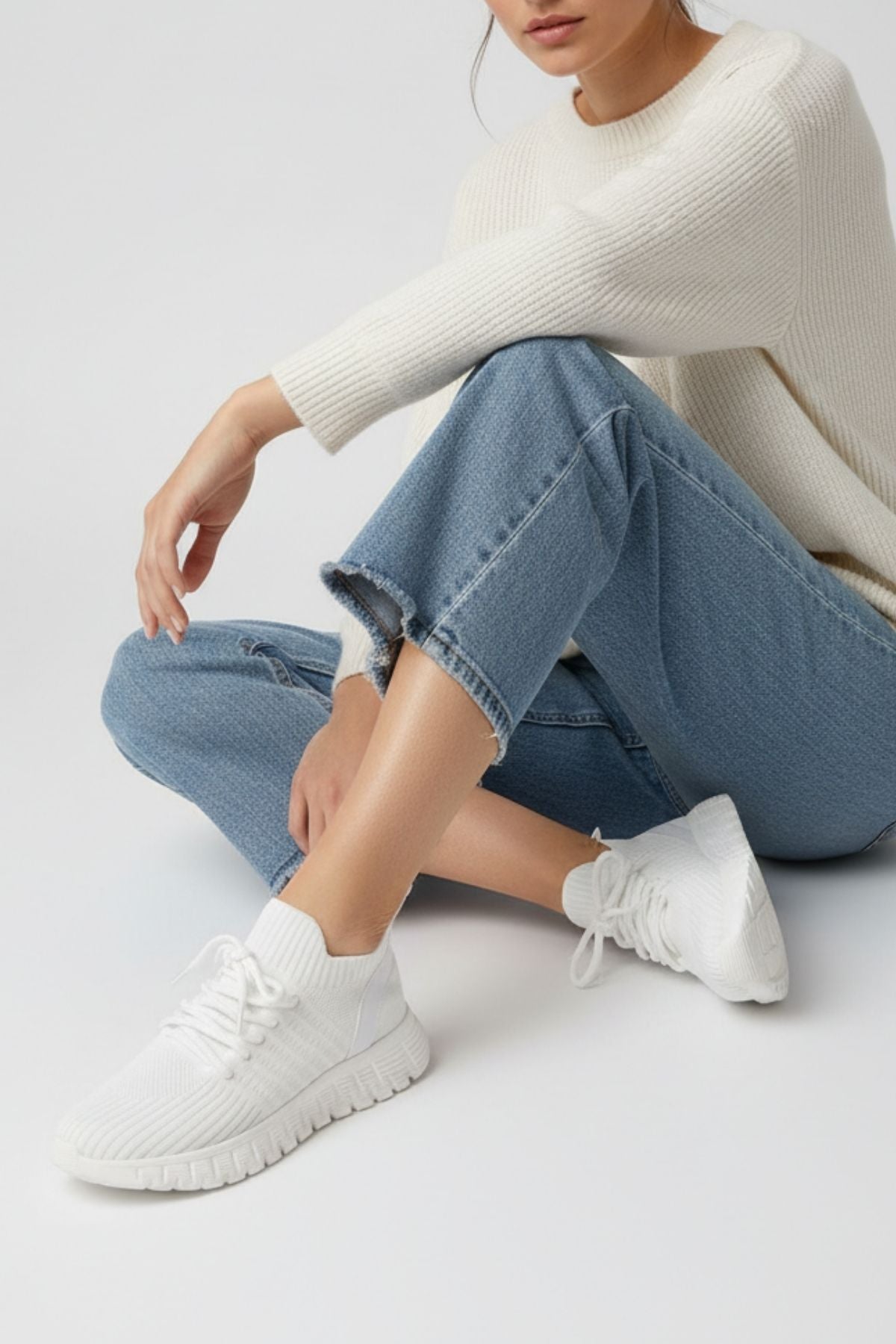 Mahaya Beyaz Bağcıklı Failon Taban Günlük Spor Ayakkabı