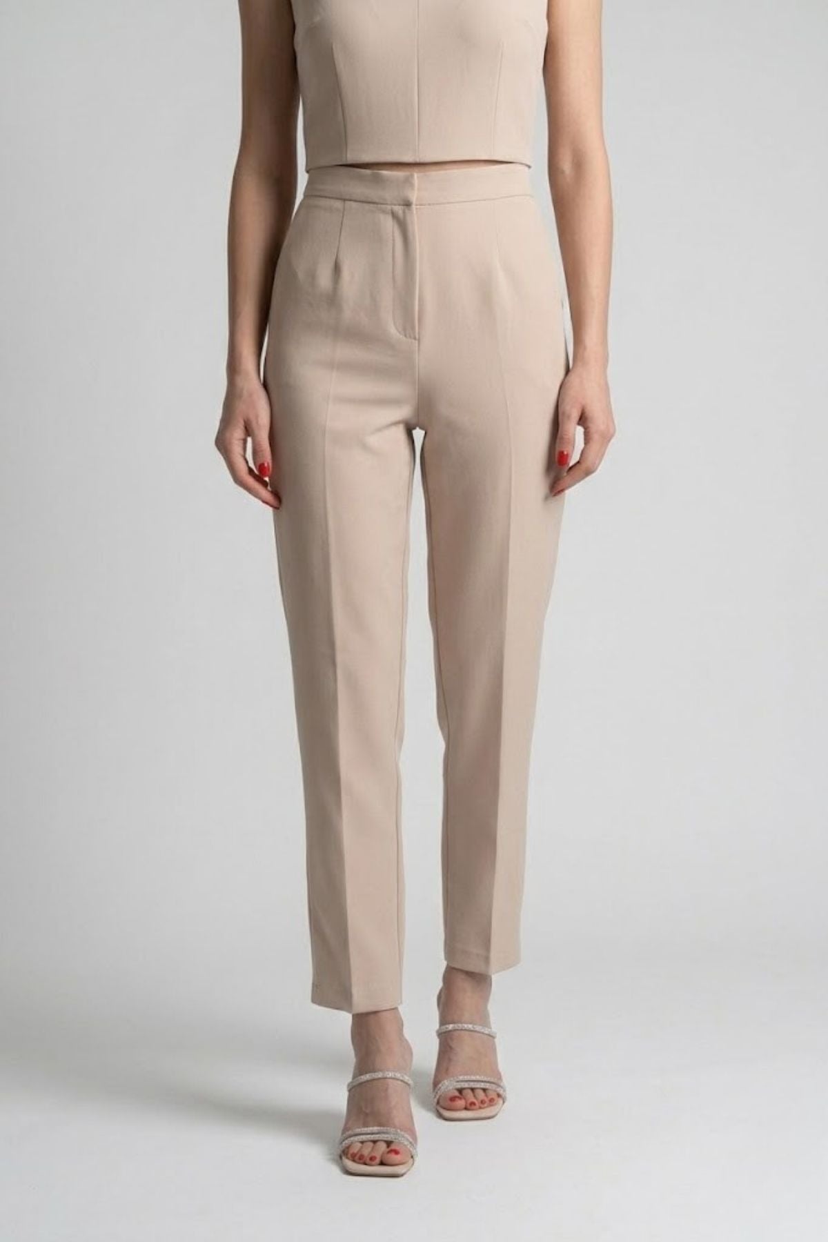 Alvina Kadın Bej Taş İşlemeli İnce Topuklu Abiye Ayakkabı