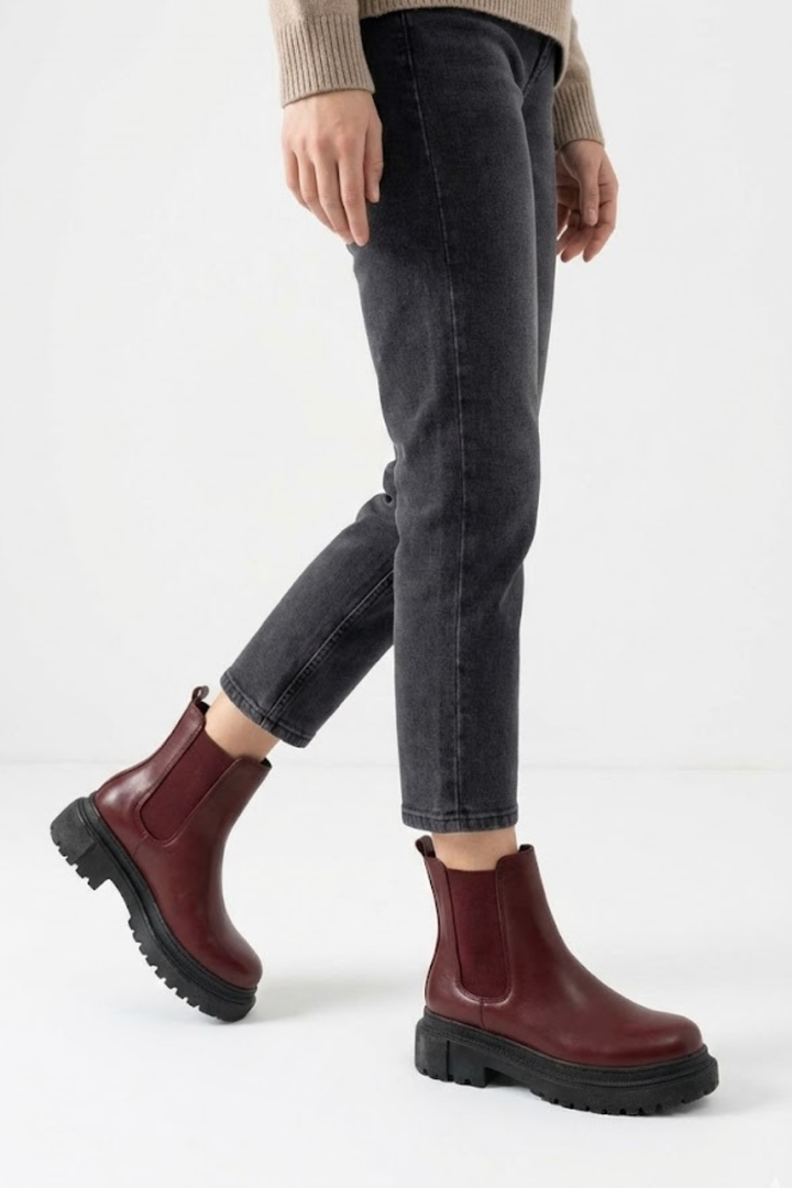 Nayliz Bordo Lastikli Günlük Kadın Bot