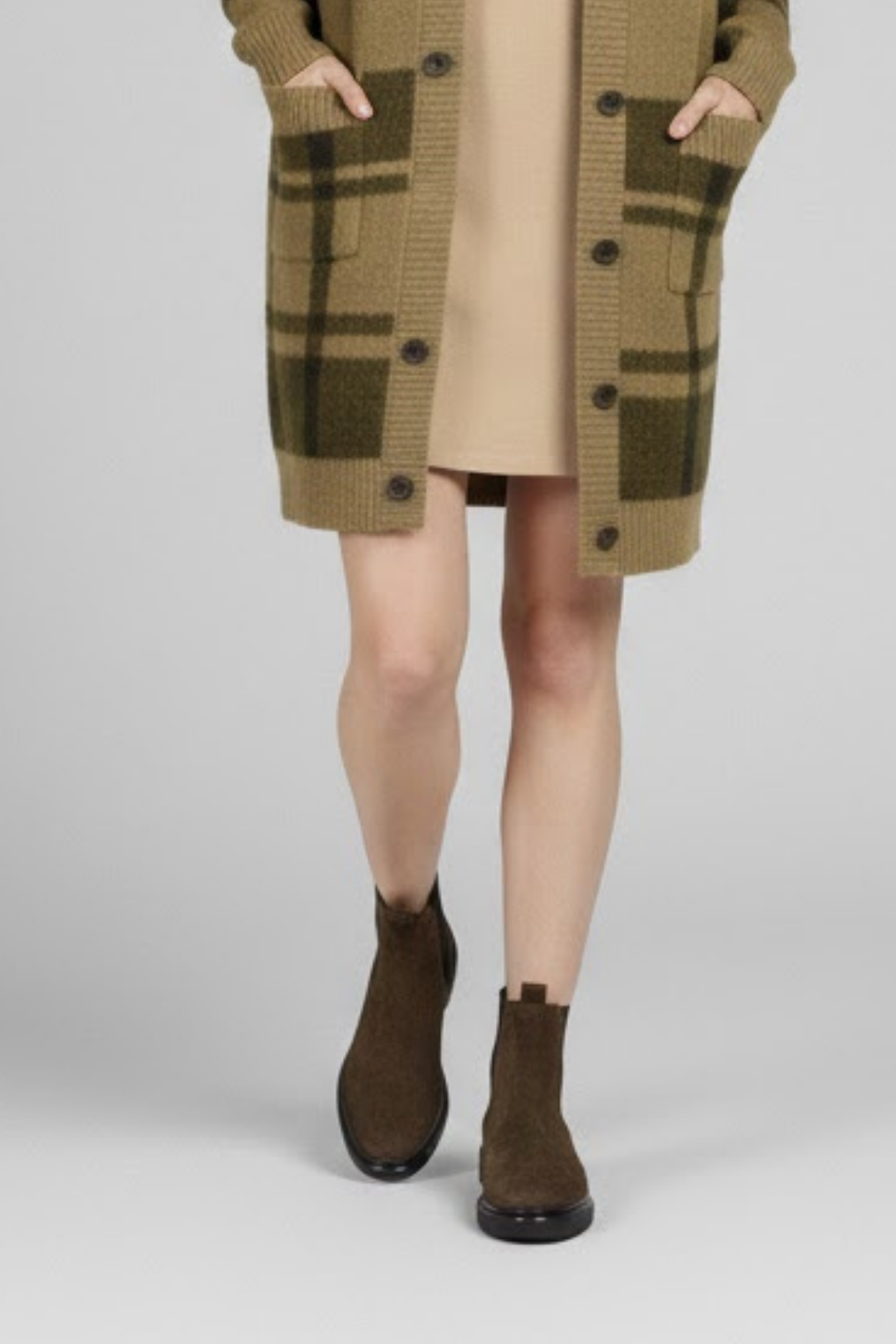 Vestan Kadın Hakiki Süet Deri Elastik Bantlı Haki Bot