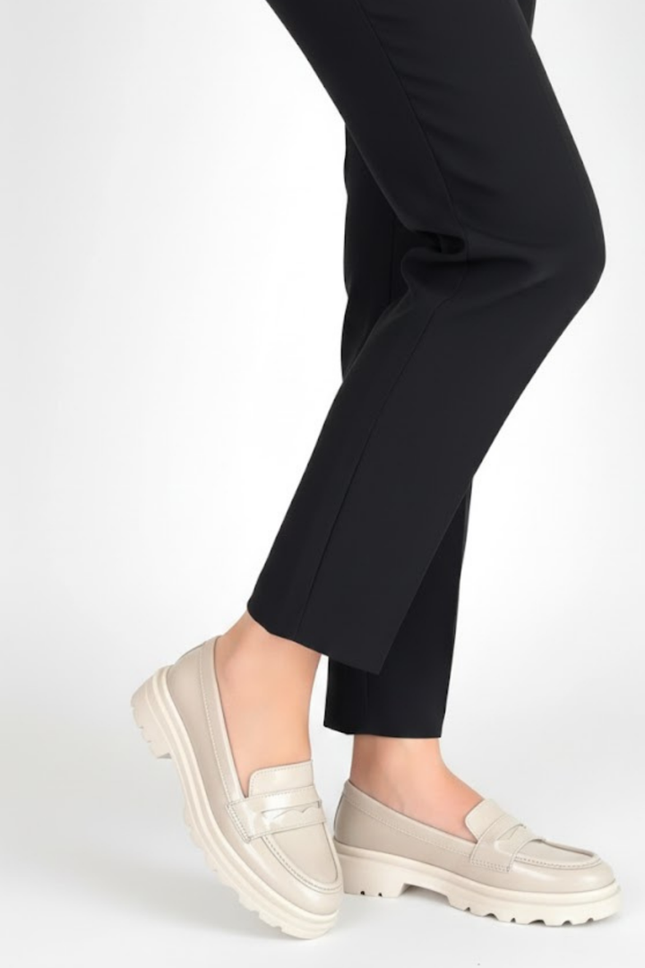 Narli Kadın Bej Rugan Kalın Tabanlı Oxford Ayakkabı