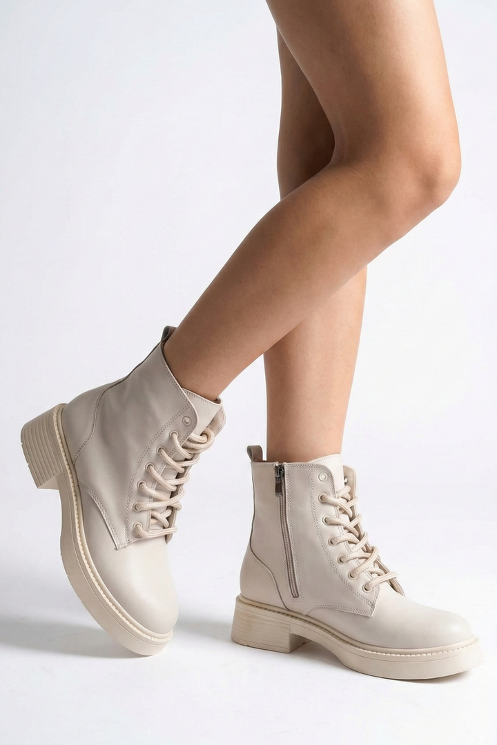 Bubona Kadın Kalın Tabanlı Bej Bot