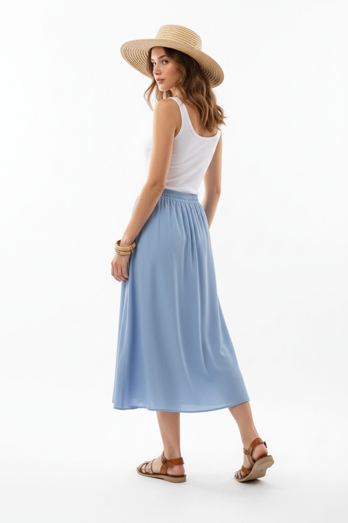 Camerus Taba Garni Hakiki Deri Kadın Sandalet