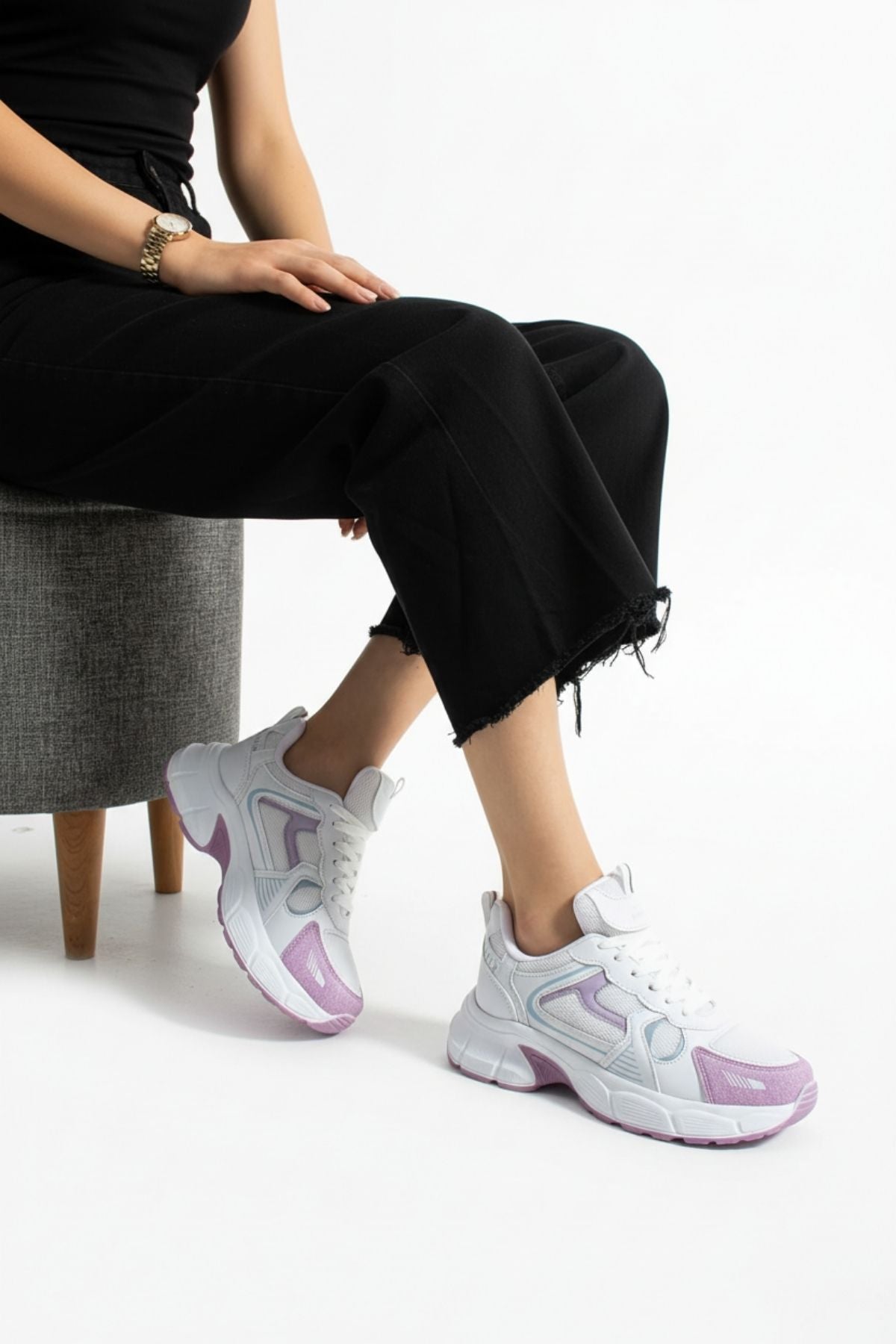 Hagrid Kadın Beyaz Lila Fileli Spor Ayakkabı