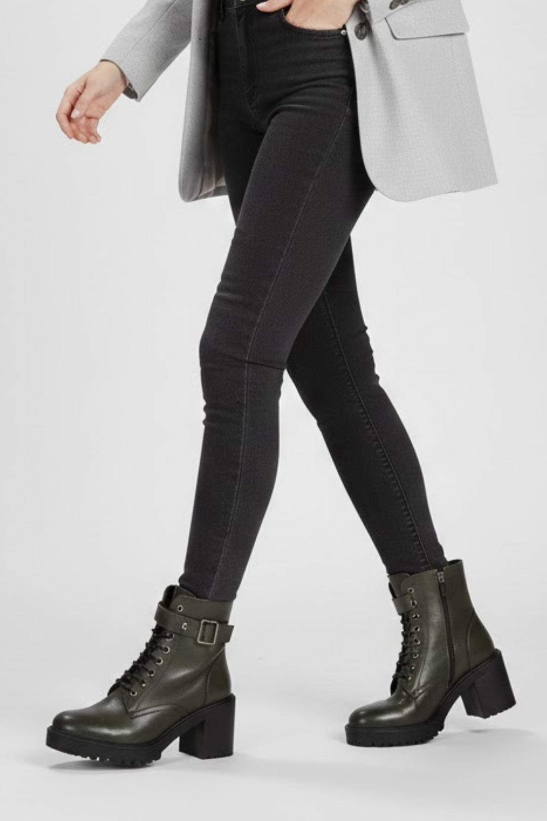 Galsu Kadın Hakiki Deri Yeşil Kalın Topuklu Bot