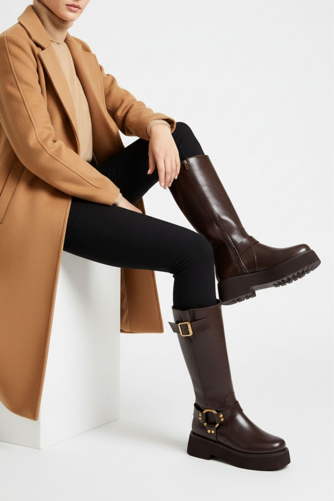 Fasmer Kadın Kalın Tabanlı Kahve Çizme