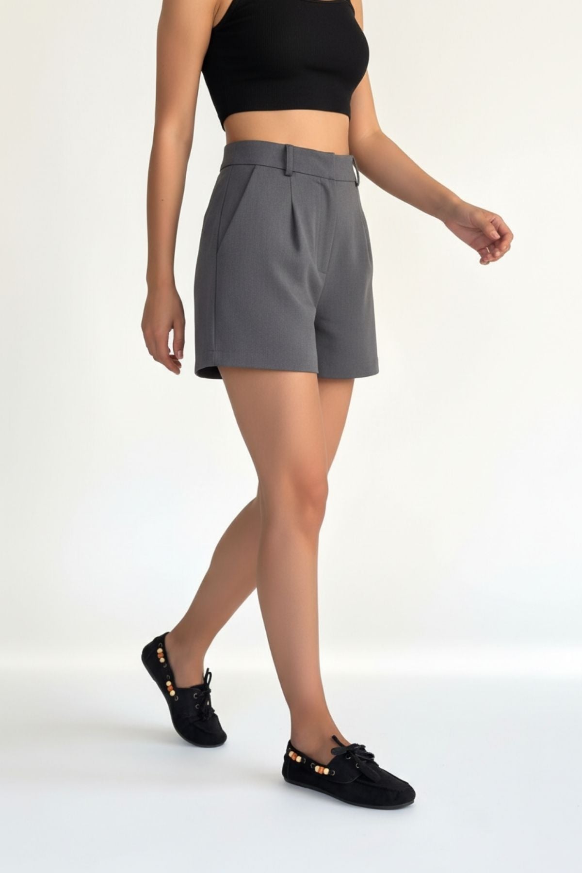 Elora Kadın Siyah Süet Boncuk Detaylı Babet