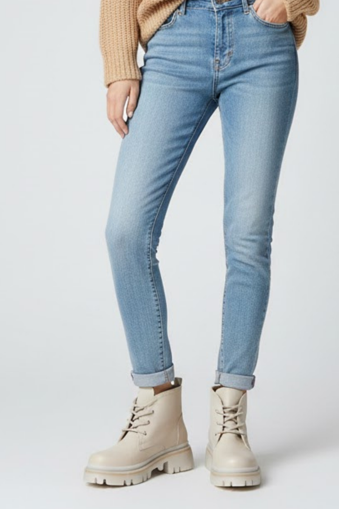 Fonsi Kadın Cilt Kalın Taban Bej Bot