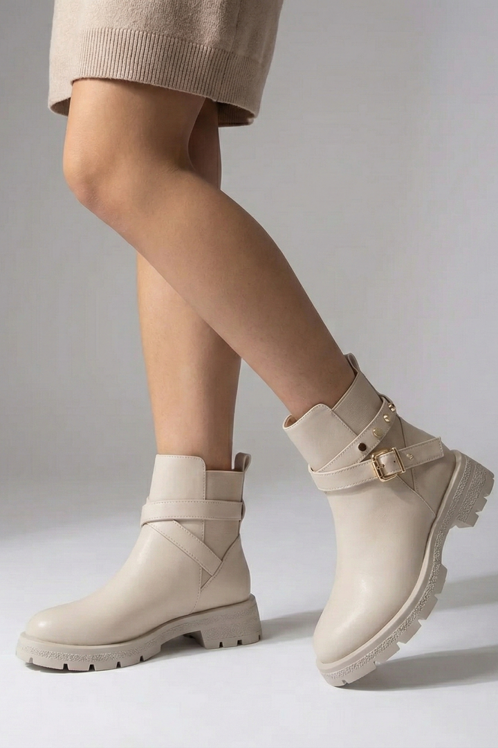 Layza Kadın Kalın Tabanlı Bej Bot