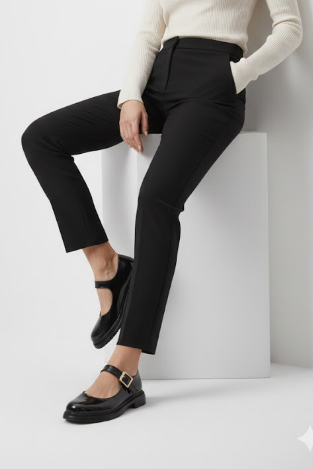 Yokox Kadın Siyah Rugan Tokalı Oxford Ayakkabı