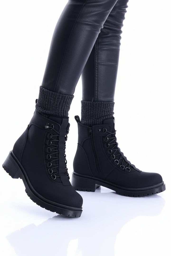Sanel Kadın Kalın Tabanlı Mat Siyah Bot