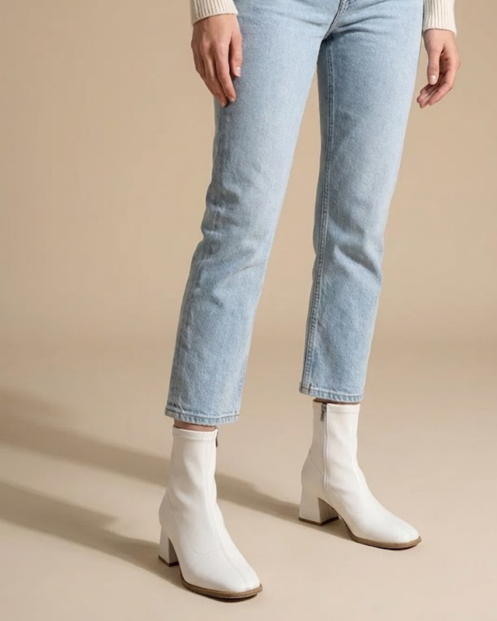 Fulsa Kadın Topuklu Beyaz Bot