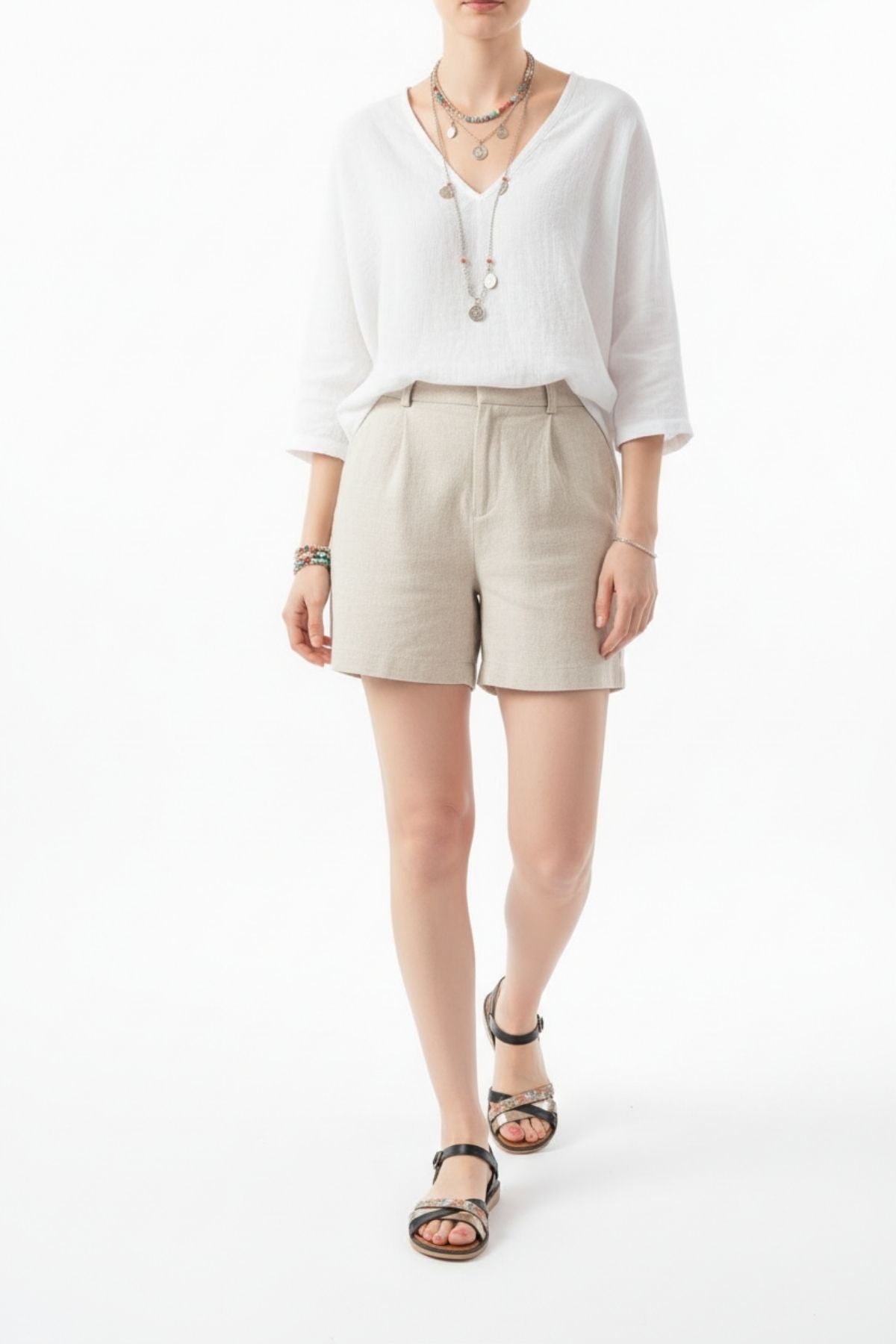 Camerus Siyah Garni Hakiki Deri Kadın Sandalet