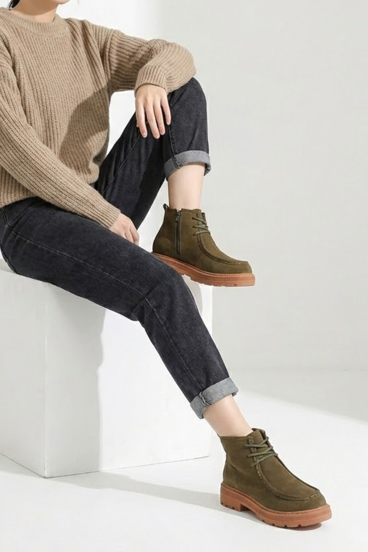 Juan Kadın Süet Haki Bağcıklı Bot