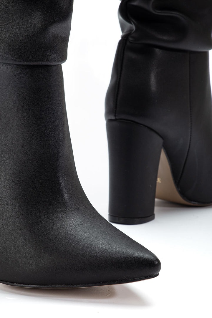 Jarnes Kadın Siyah Körüklü Kalın Topuklu Çizme