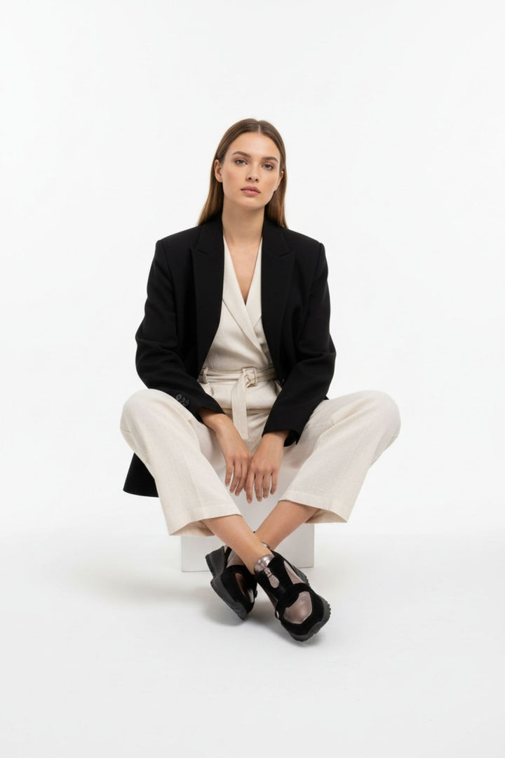 Robigo Kadın Hakiki Süet Deri Siyah Spor Ayakkabı