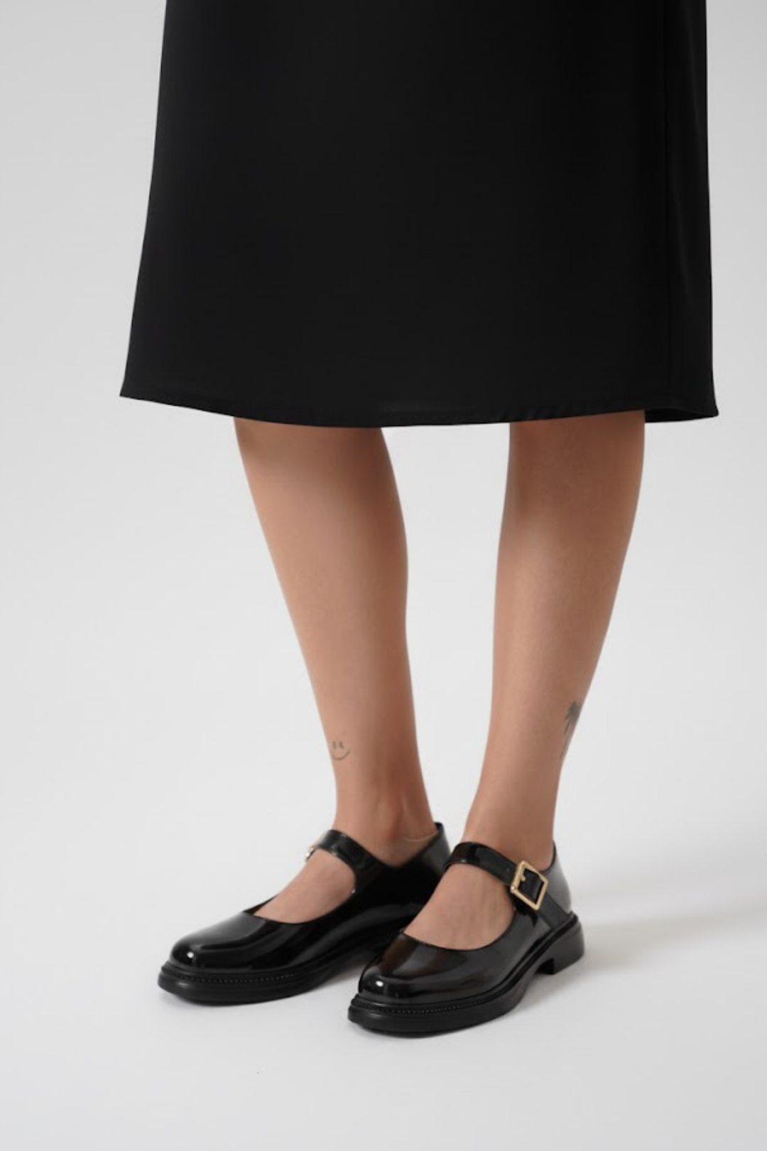 Yokox Kadın Siyah Rugan Tokalı Oxford Ayakkabı