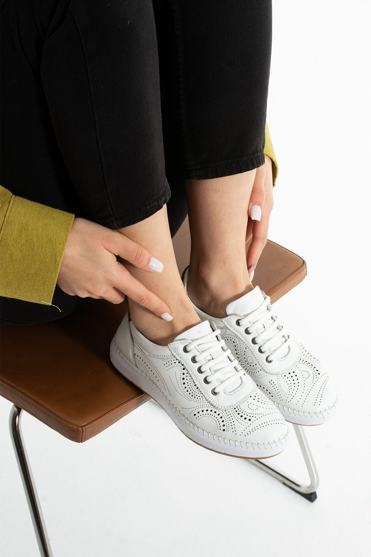 Ohen Kadın Hakiki Deri Beyaz Günlük Ayakkabı
