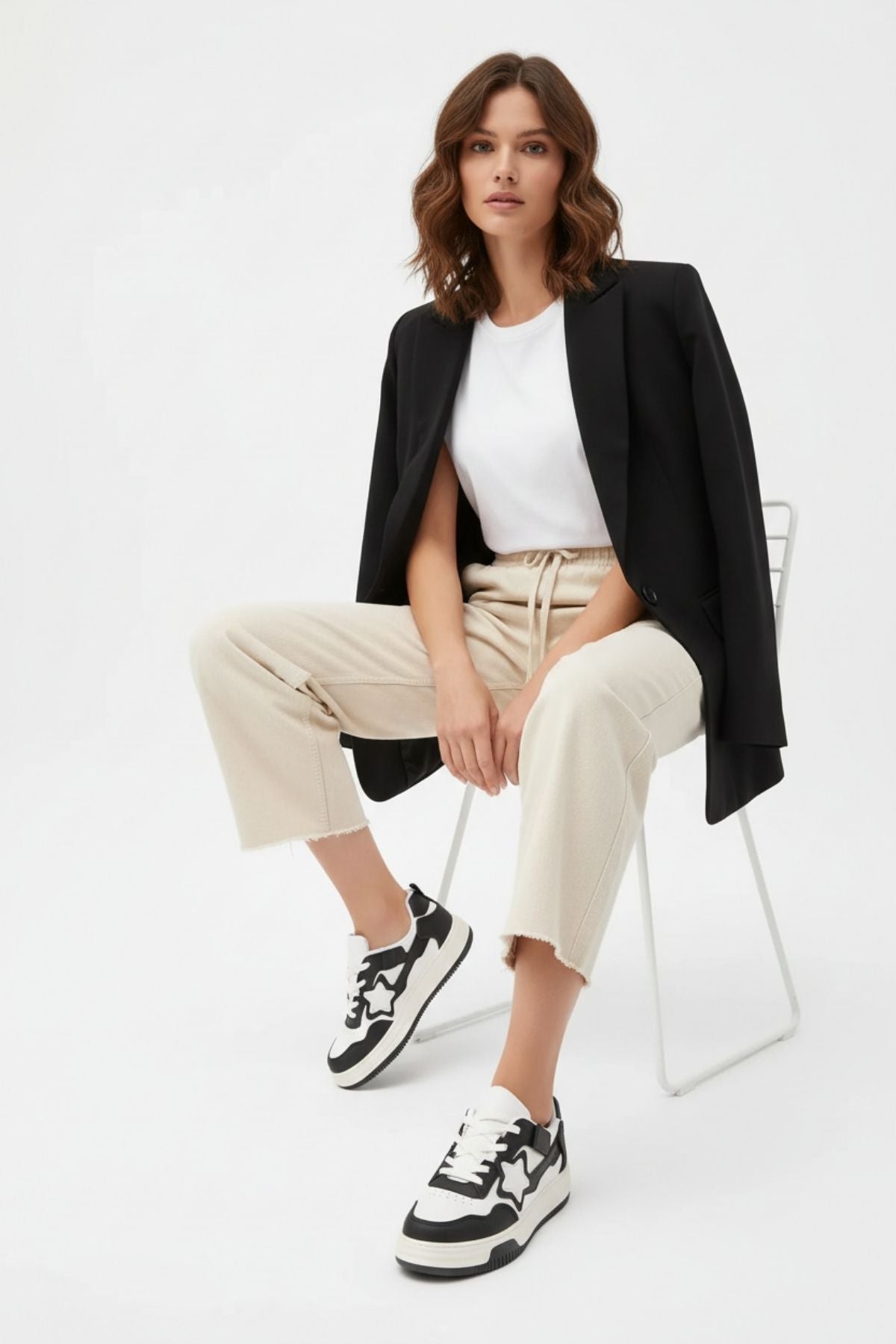 Belyan Kadın Siyah Beyaz Spor Ayakkabı