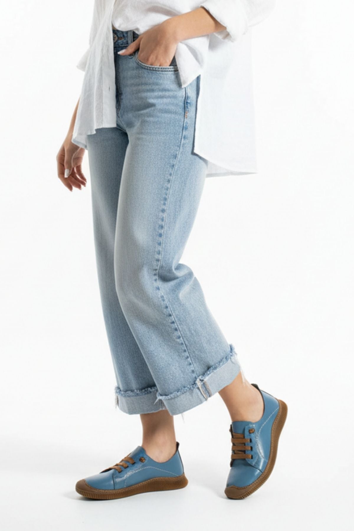 Preko Kadın Hakiki Deri Koyu Mavi Günlük Ayakkabı