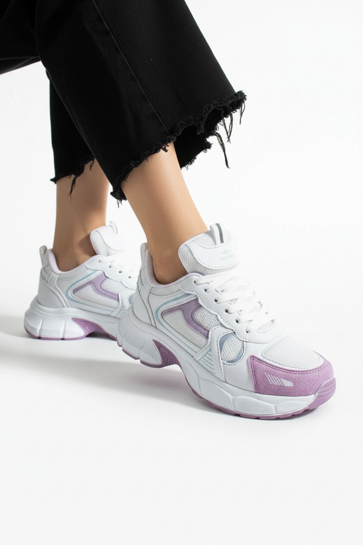 Hagrid Kadın Beyaz Lila Fileli Spor Ayakkabı