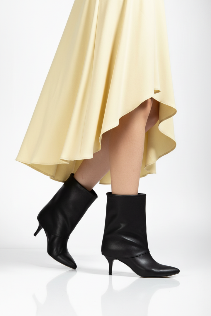 Zenora Kadın Siyah Yakalı İnce Topuklu Bot