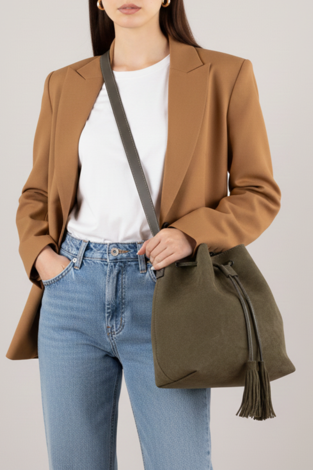 Bender Kadın Hakiki Süet Deri Çapraz Çanta