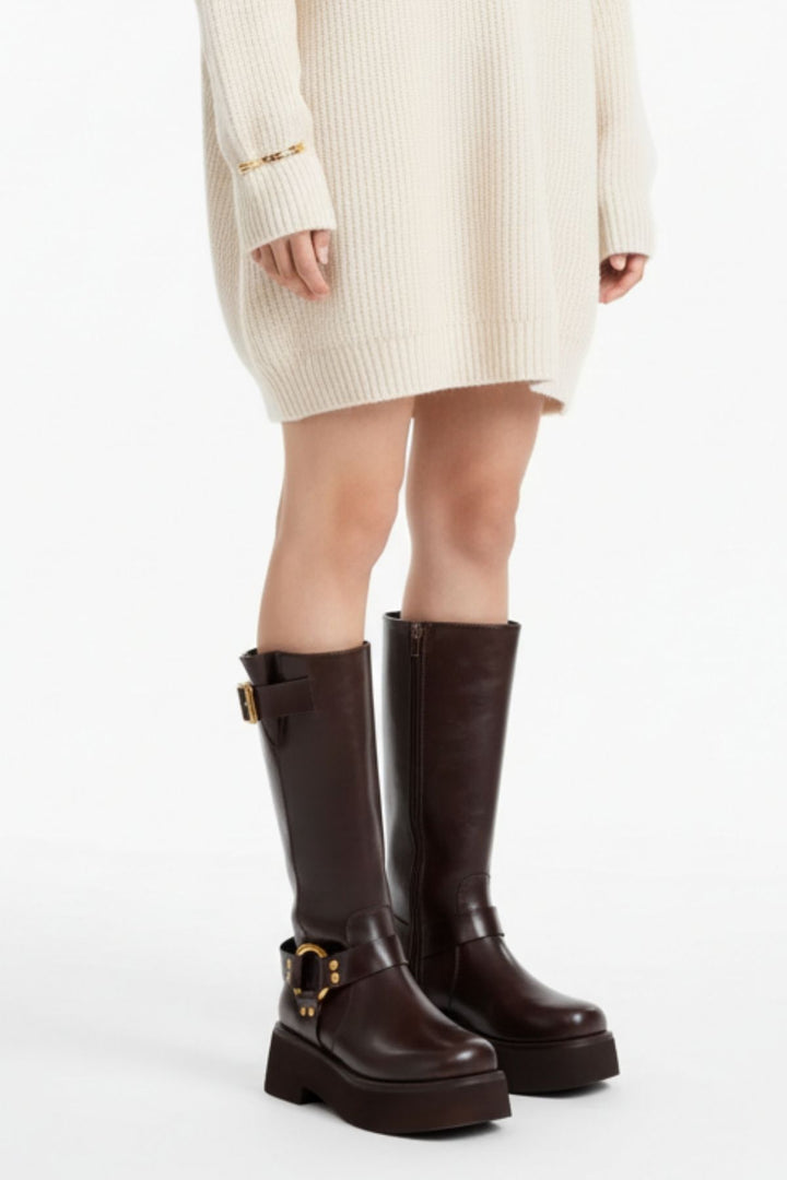 Fasmer Kadın Kalın Tabanlı Kahve Çizme