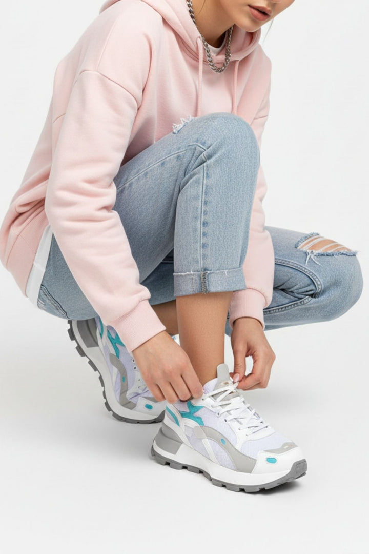 Luther Kadın Triko Desenli Beyaz Multi Spor Ayakkabı