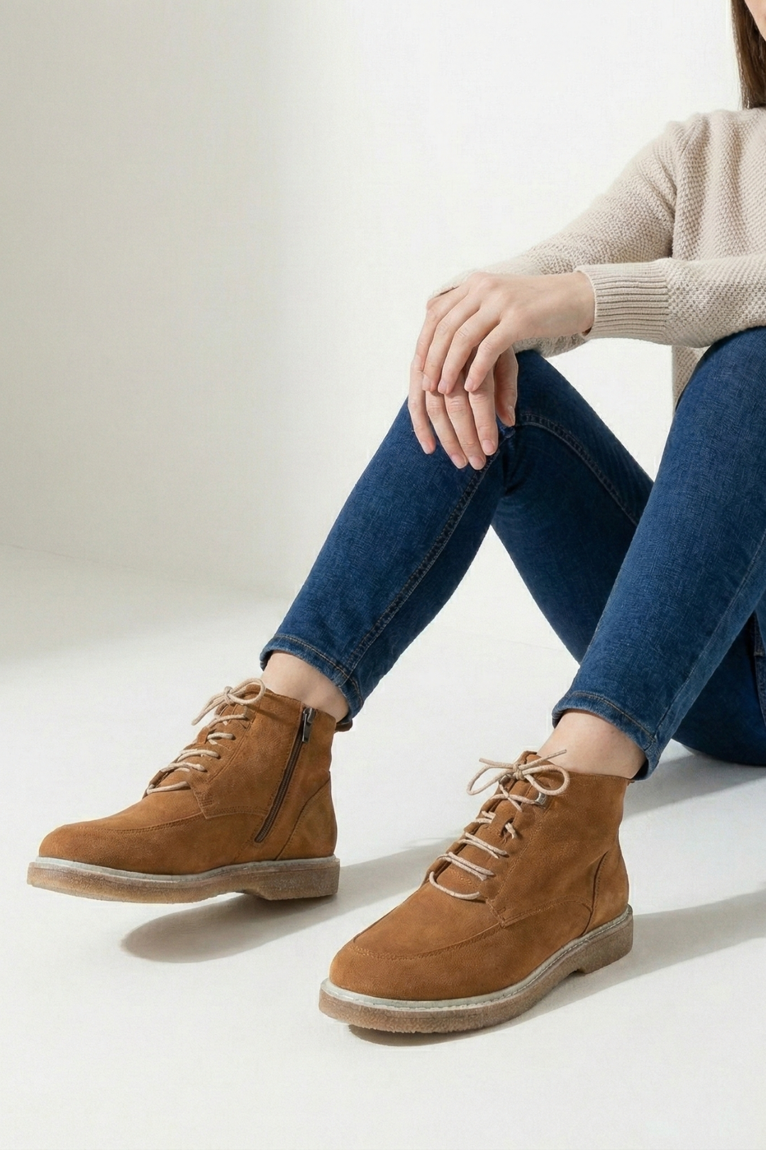 Destini Kadın Hakiki Süet Deri Taba Bot