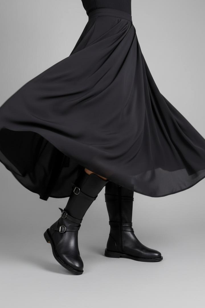 Berre Kadın Toka Detaylı Siyah Çizme