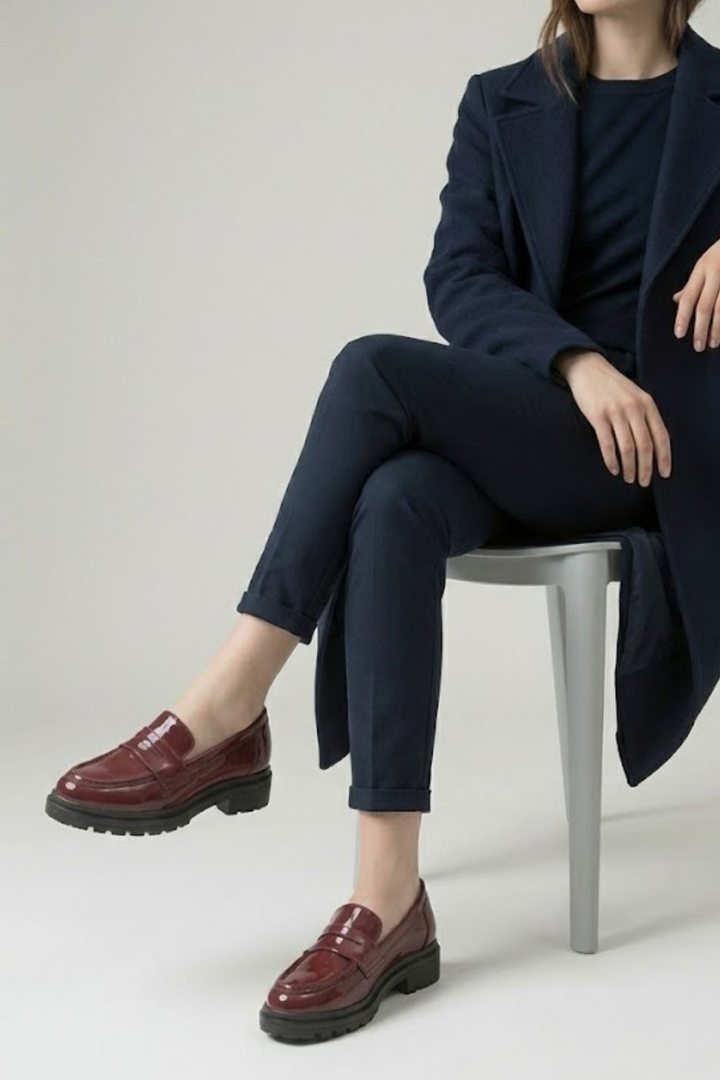 Narli Kadın Bordo Rugan Kalın Tabanlı Oxford Ayakkabı