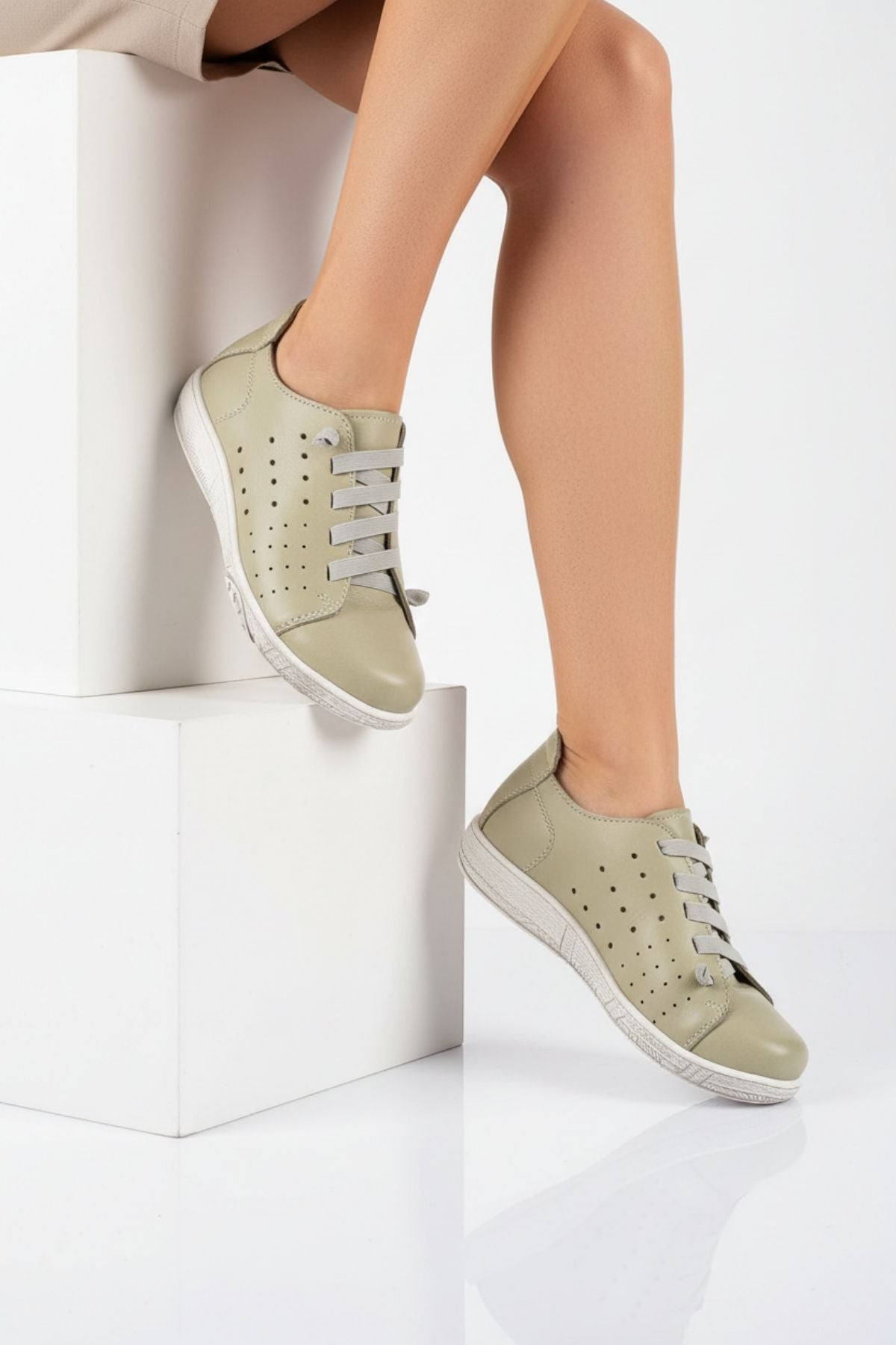 Dunde Kadın Hakiki Deri Yeşil Günlük Ayakkabı