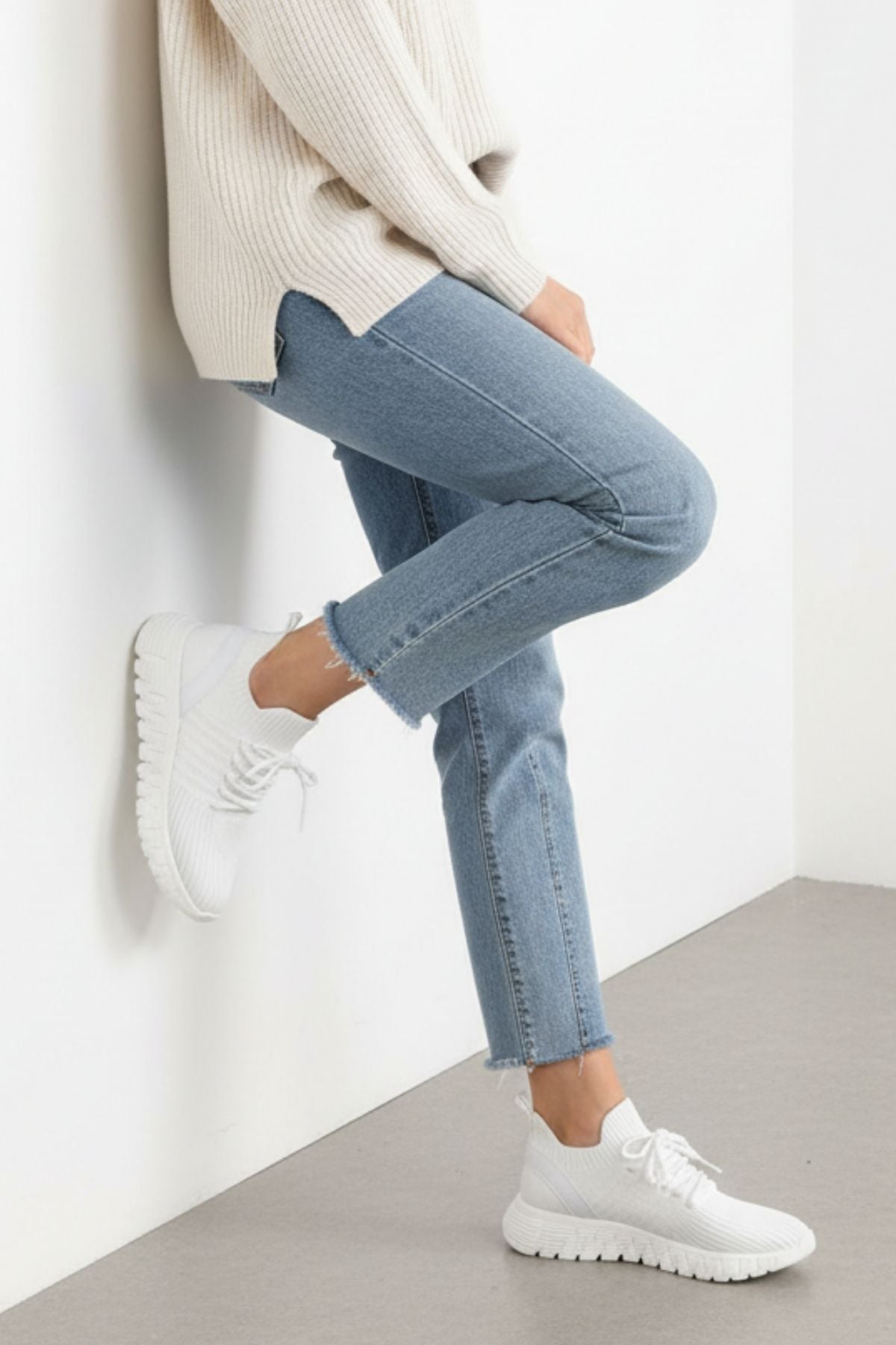 Mahaya Beyaz Bağcıklı Failon Taban Günlük Spor Ayakkabı