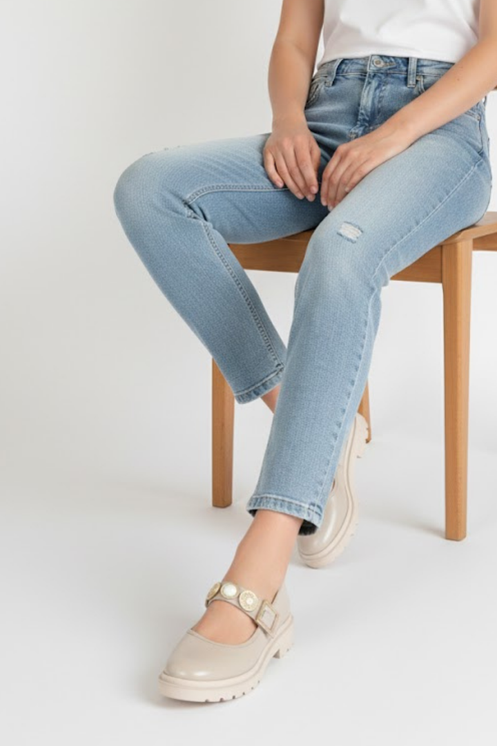 Okira Kadın Bej Rugan Tokalı Oxford Ayakkabı