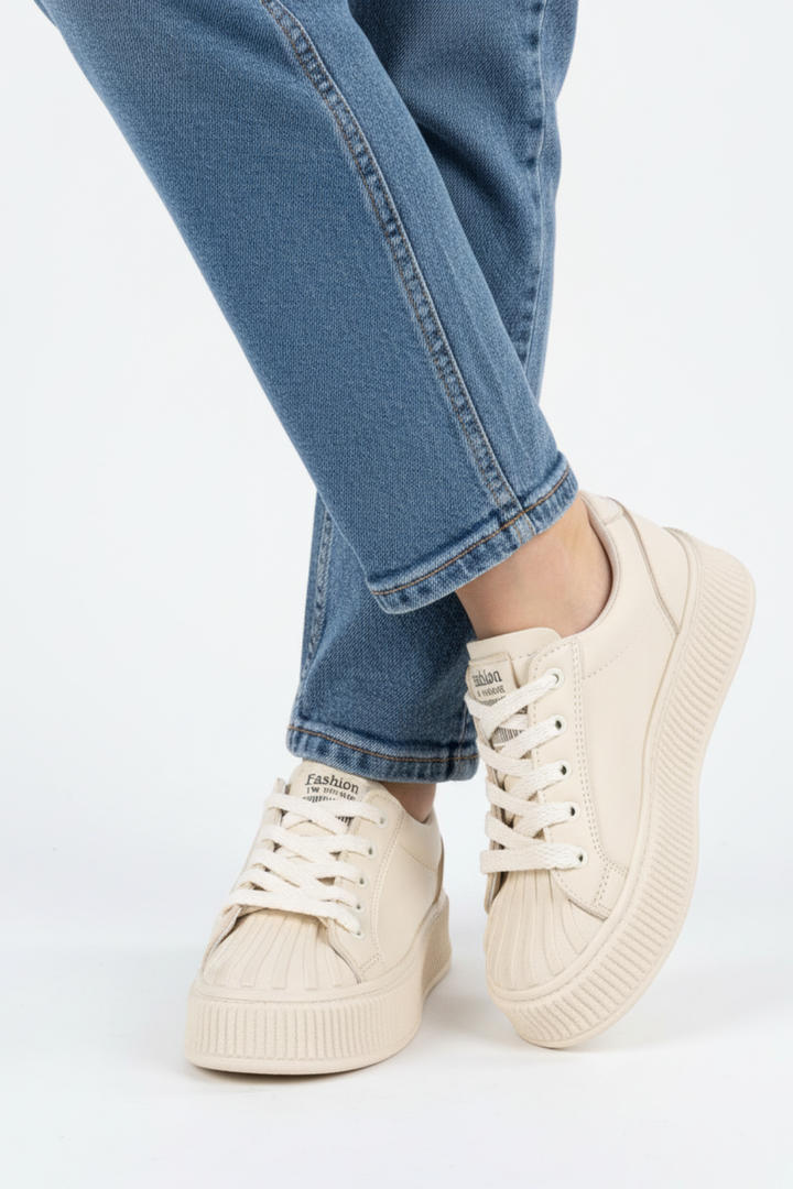 Belfas Kadın Bej Spor Ayakkabı