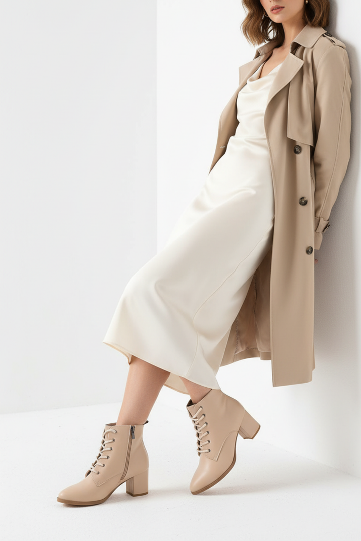 Cent Kadın Bağcık Detaylı Topuklu Nut Bot