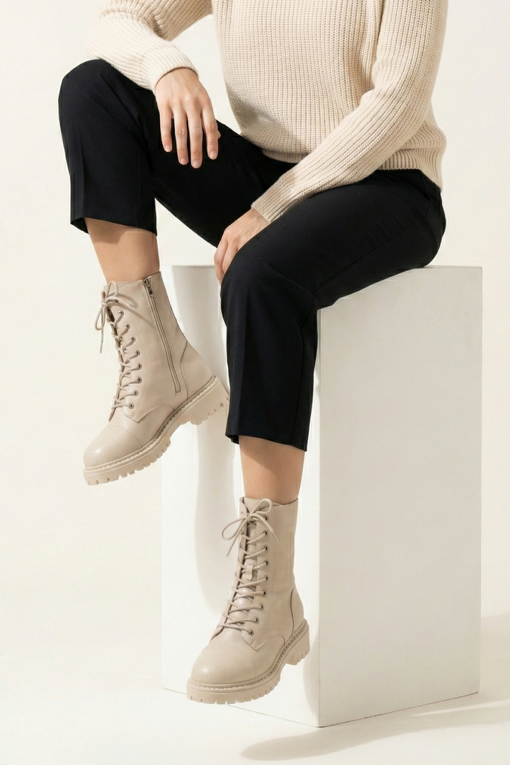 Rocco Kadın Kalın Tabanlı Bej Postal Bot