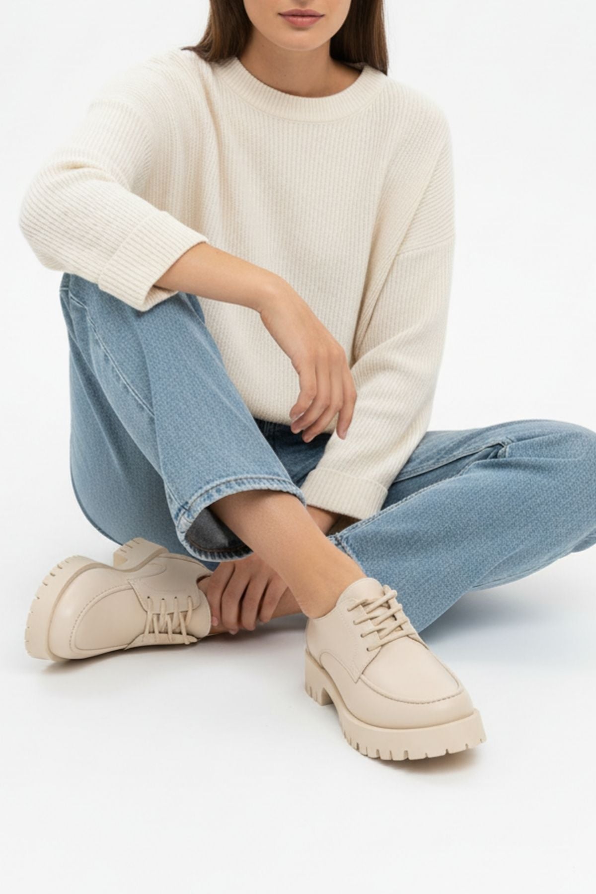 Donat Kadın Bağcıklı Bej Günlük Ayakkabı