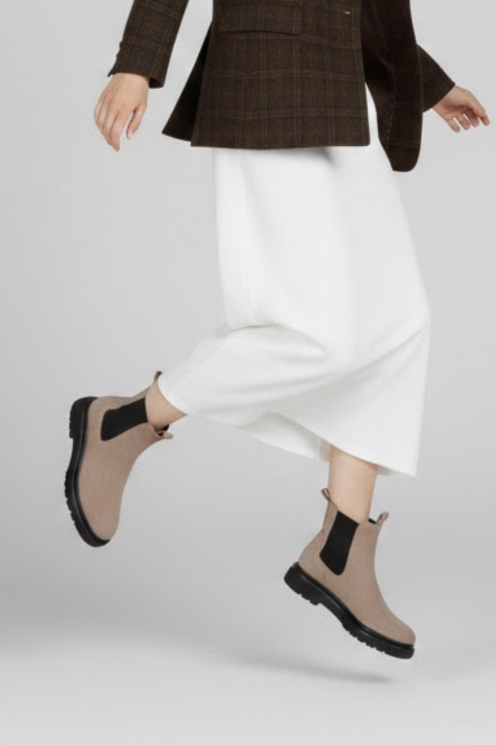 Vestan Kadın Hakiki Süet Deri Elastik Bantlı Vizon Bot