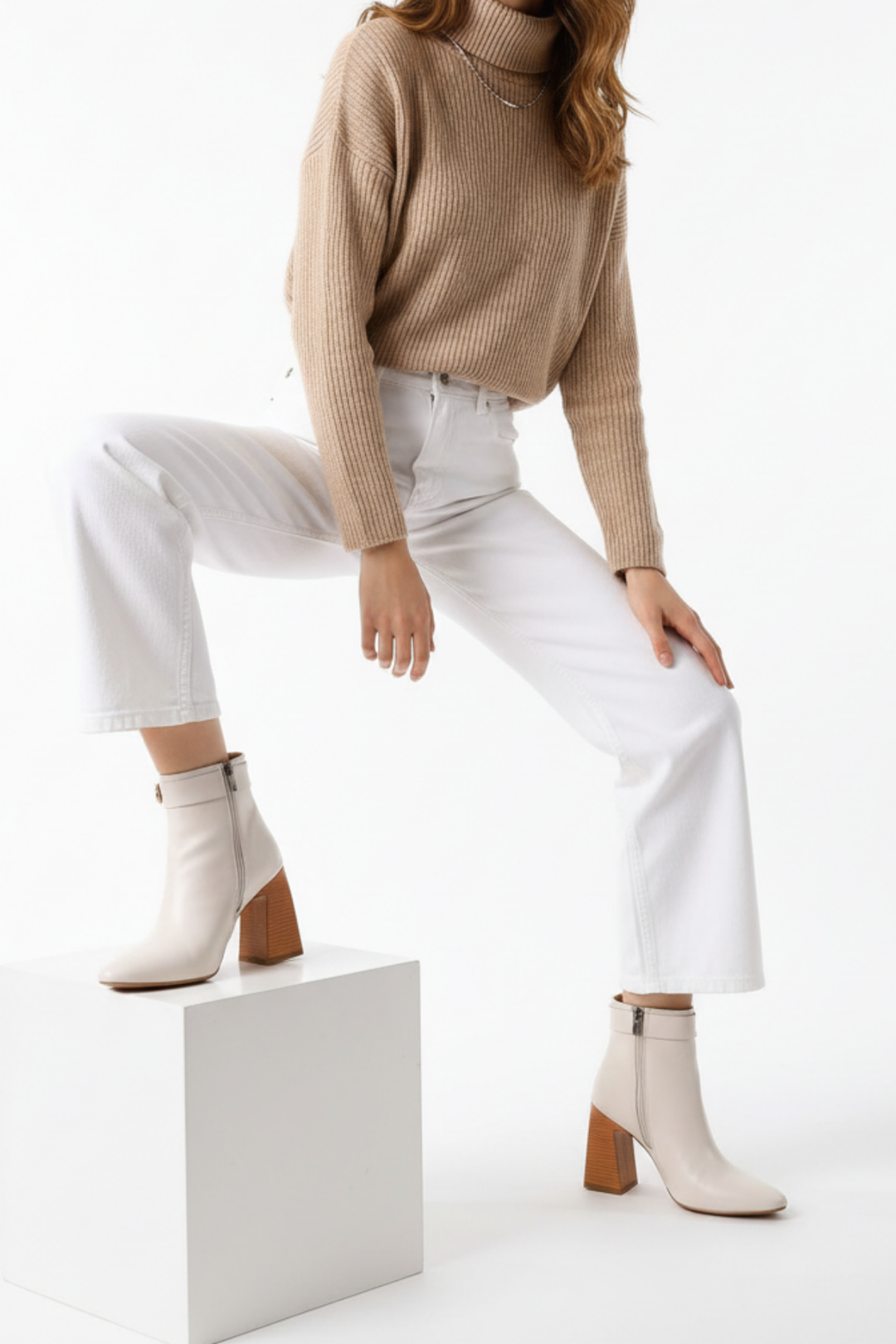 Baldur Kadın Bej Kalın Topuklu Bot